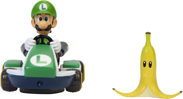 Nintendo MARIOKART Spin Out Kart "Luigi" mit Banane